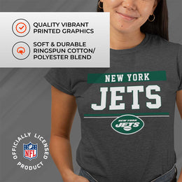 New York Jets NFL Women's Team Block Charcoal Tagless T-Shirt - Charcoal