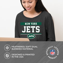 New York Jets NFL Womens Charcoal Crew Neck Football Apparel - Charcoal