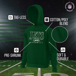 New York Jets NFL Adult Unisex Overtime Blueprint Soft Fleece Hooded Sweatshirt - Black