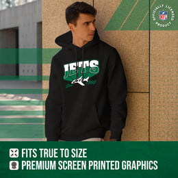 New York Jets NFL Adult Unisex Vintage Block Ultra Soft Fleece Hooded Sweatshirt - Black