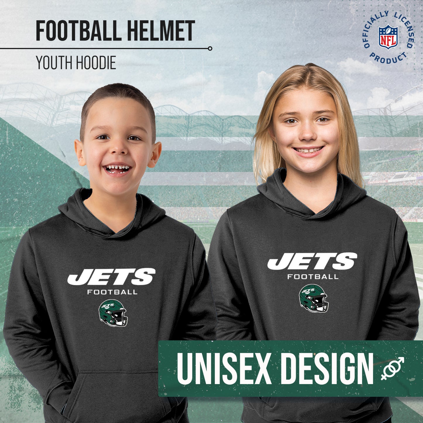 New York Jets NFL Youth Football Helmet Hood - Charcoal