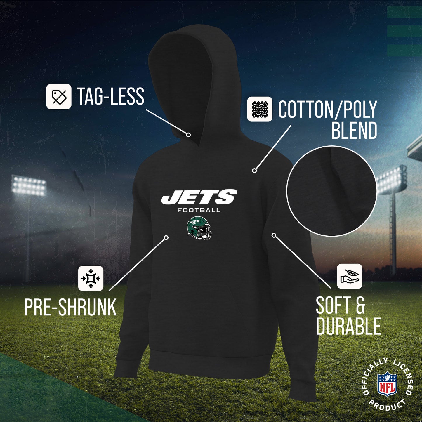New York Jets NFL Youth Football Helmet Hood - Charcoal