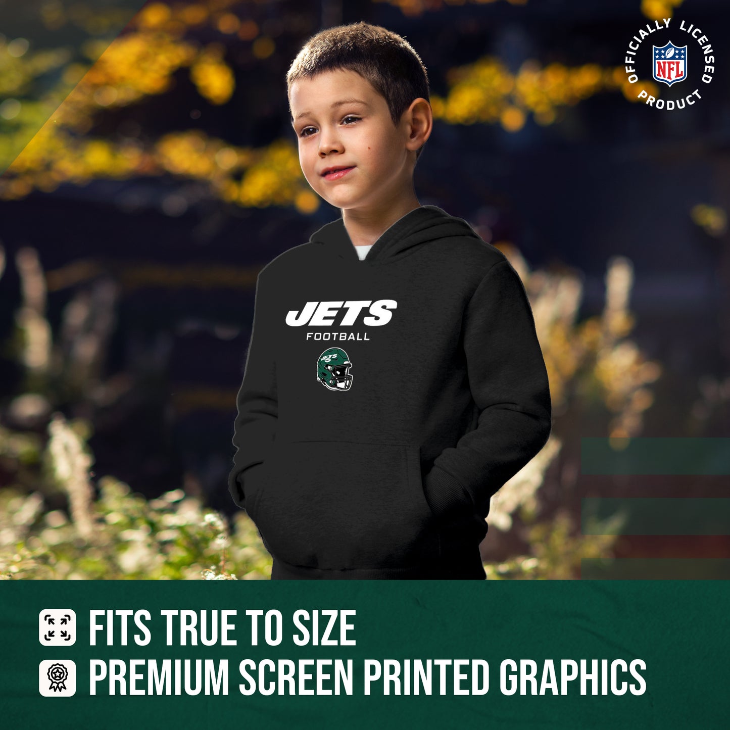 New York Jets NFL Youth Football Helmet Hood - Charcoal