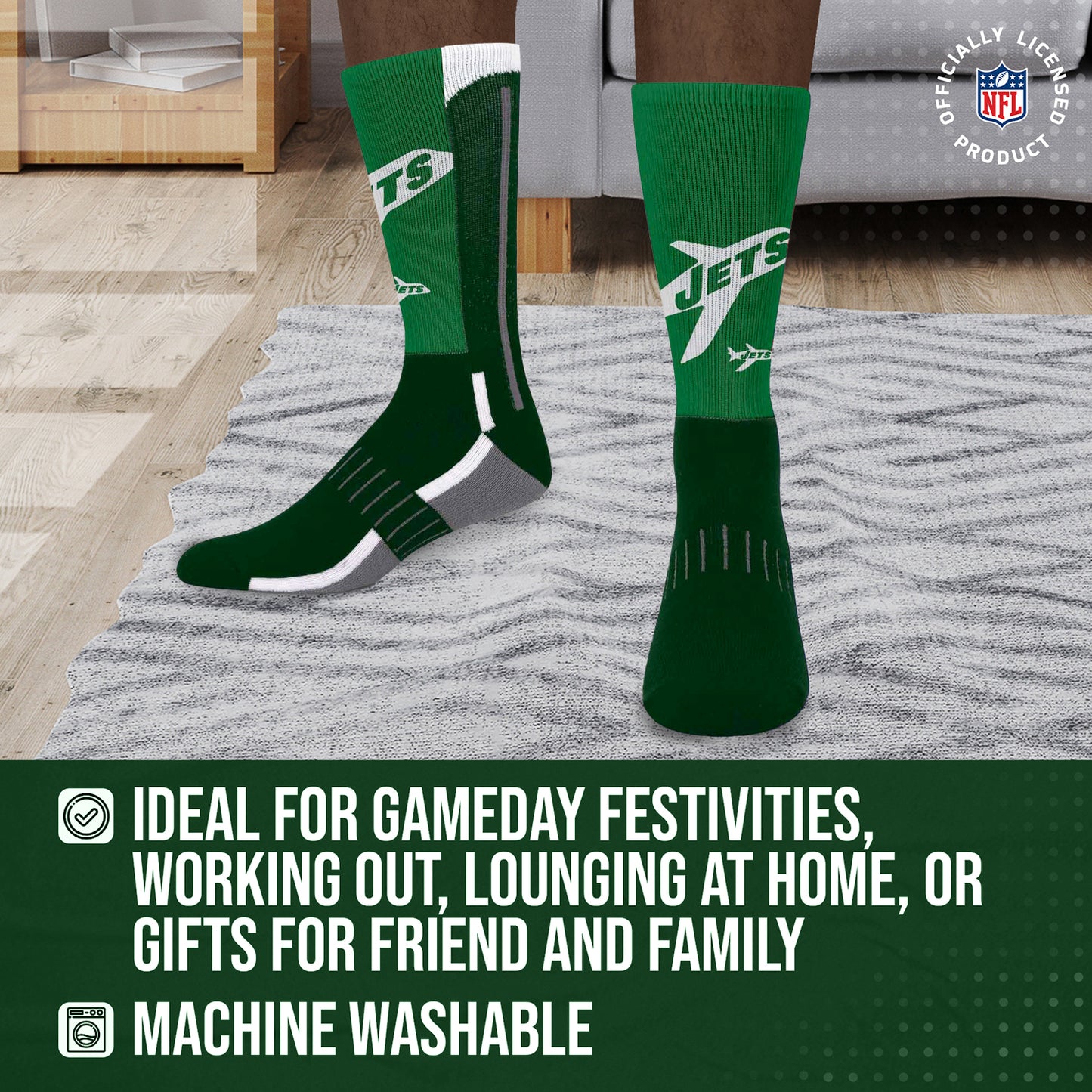 New York Jets NFL V Curve  Socks - Team Color