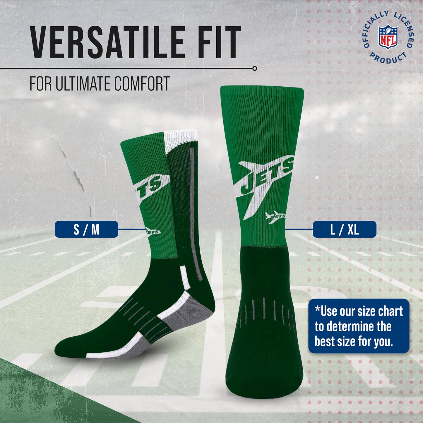 New York Jets NFL V Curve  Socks - Team Color