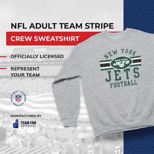 New York Jets NFL Team Stripe Crew Sweatshirt - Sport Gray
