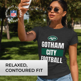 New York Jets NFL Womens Team Slogan Short Sleeve Tshirt - Charcoal
