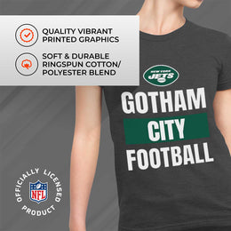 New York Jets NFL Womens Team Slogan Short Sleeve Tshirt - Charcoal