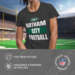 New York Jets NFL Womens Team Slogan Short Sleeve Tshirt - Charcoal