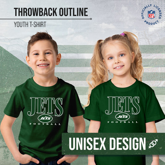 New York Jets NFL Youth Overtime Blueprint Football T-Shirt Unisex Tag Free Comfortable - Forest Green