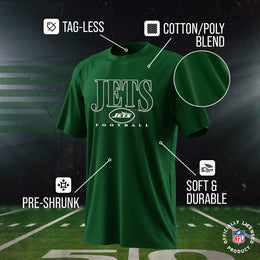 New York Jets NFL Youth Overtime Blueprint Football T-Shirt Unisex Tag Free Comfortable - Forest Green