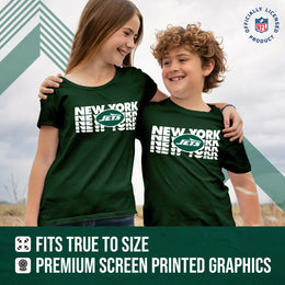 New York Jets NFL Youth Repeating Logo Football T-Shirt Unisex Tag Free Comfortable - Forest Green
