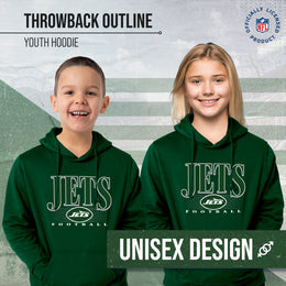 New York Jets NFL Youth Overtime Blueprint Football Fleece Hooded Sweatshirt - Forest Green