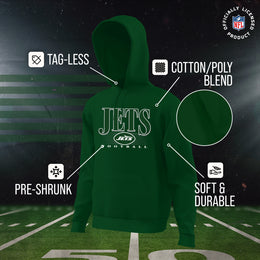 New York Jets NFL Youth Overtime Blueprint Football Fleece Hooded Sweatshirt - Forest Green