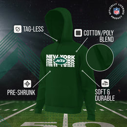 New York Jets NFL Youth Repeating Logo Football Fleece Hooded Sweatshirt - Forest Green