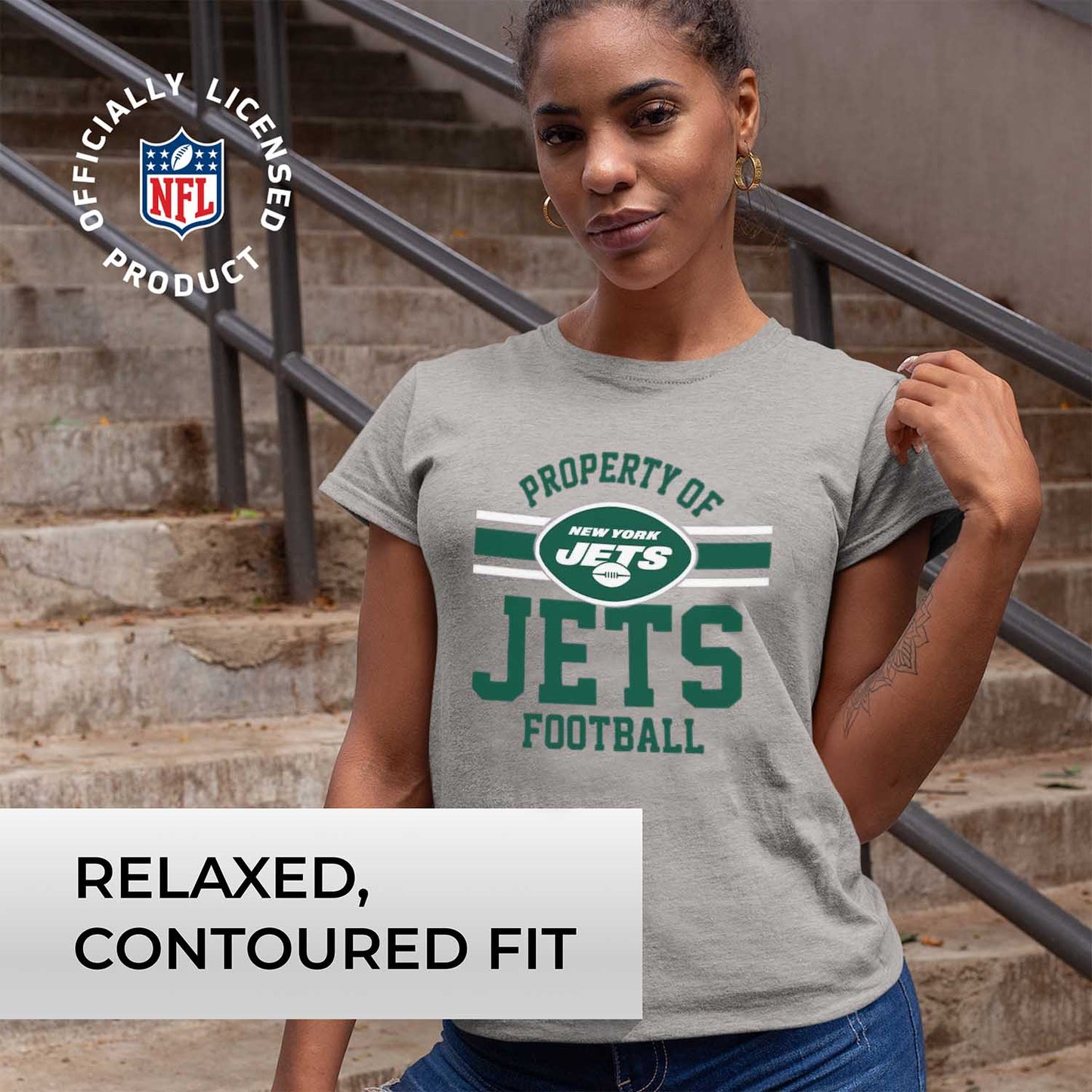 New York Jets NFL Women's Property Of Lightweight Plus Size T-Shirt - Sport Gray