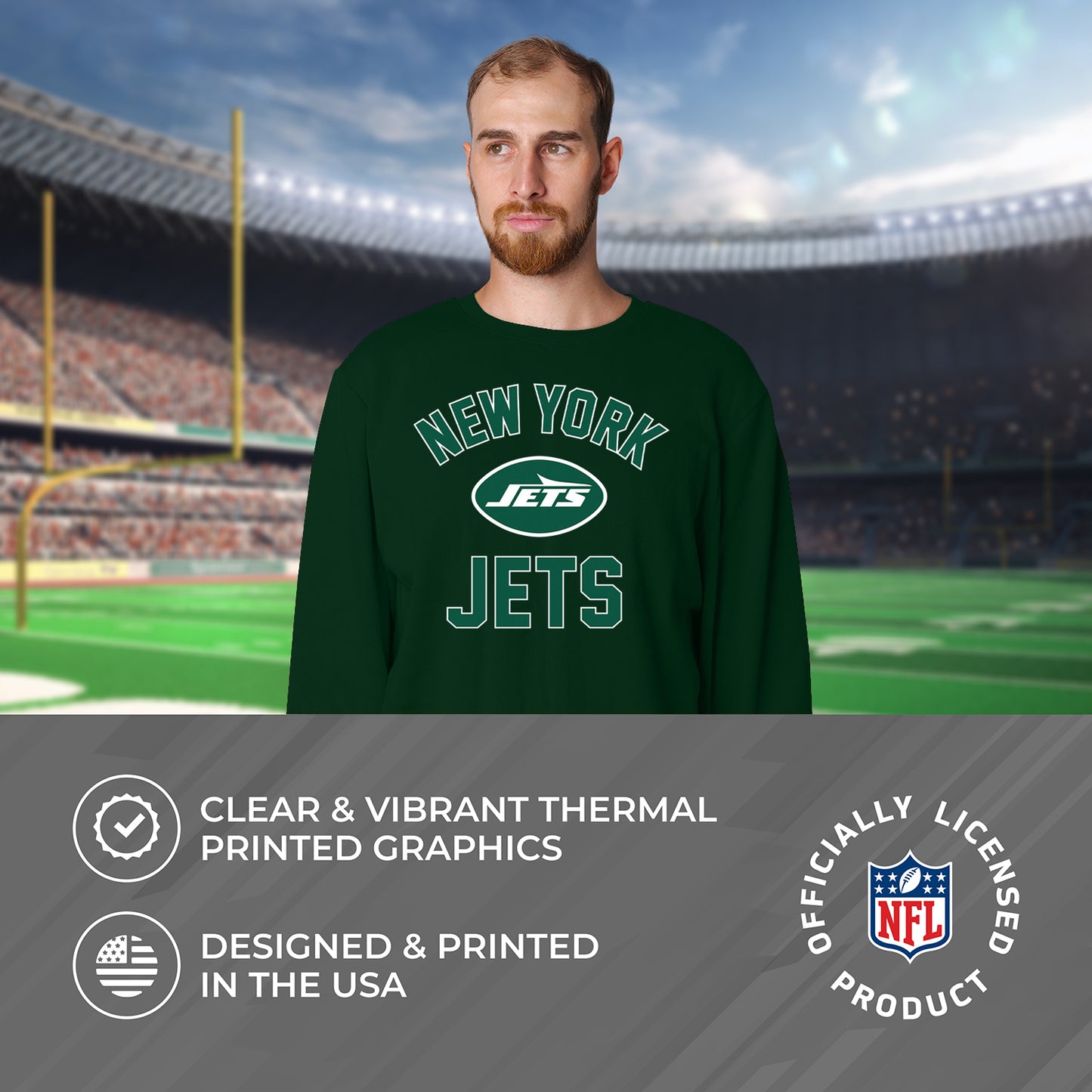 New York Jets NFL Adult Gameday Football Crewneck Sweatshirt - Forest Green