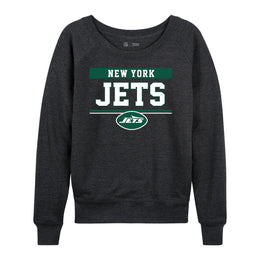 New York Jets NFL Womens Charcoal Crew Neck Football Apparel - Charcoal