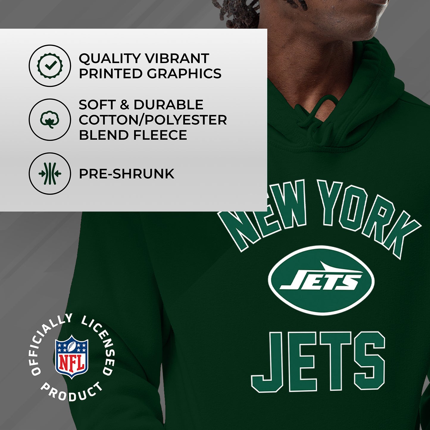 New York Jets NFL Adult Gameday Hooded Sweatshirt - Forest Green