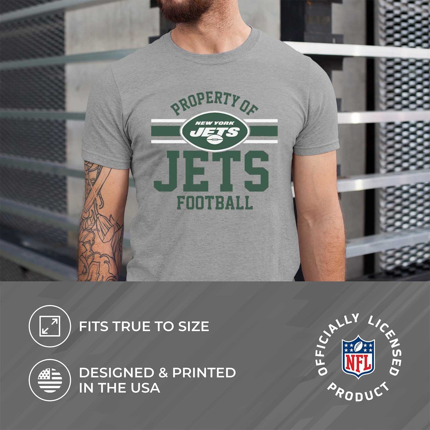 New York Jets NFL Adult Property Of T-Shirt - Sport Gray