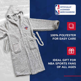 New York Knicks NBA Adult Plush Hooded Robe with Pockets - Gray