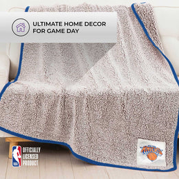 New York Knicks NBA Silk Touch Sherpa Throw Blanket - Blue
