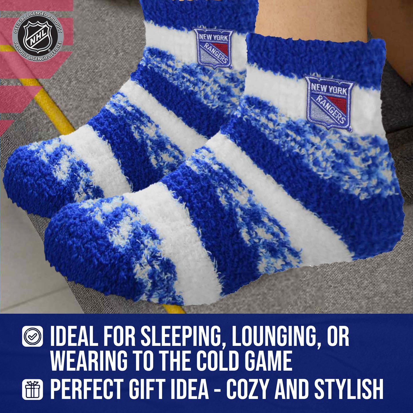 New York Rangers NHL Unisex Cozy Sleep Socks - Royal