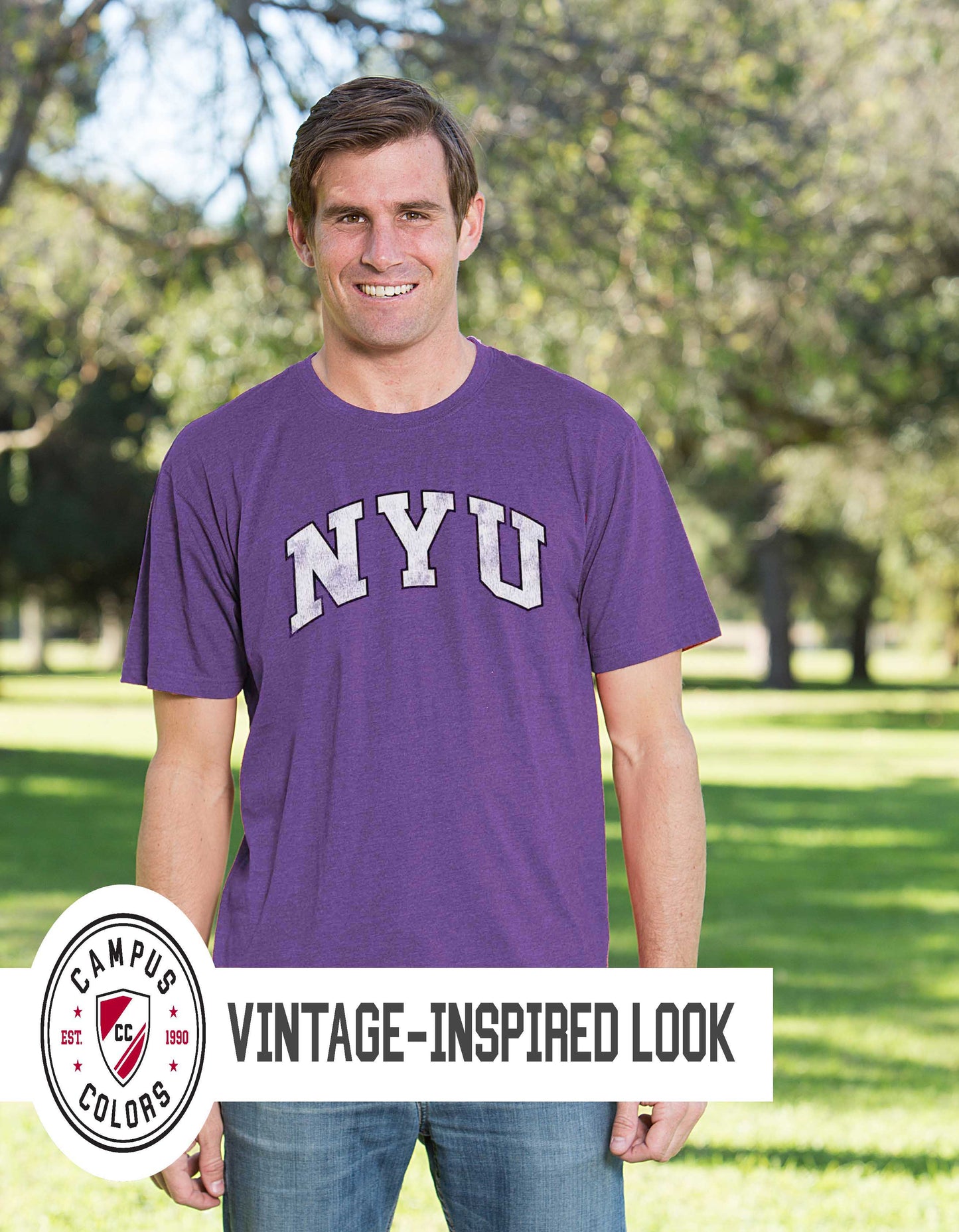 NYU Violets Adult MVP Heathered Cotton Blend T-Shirt - Purple