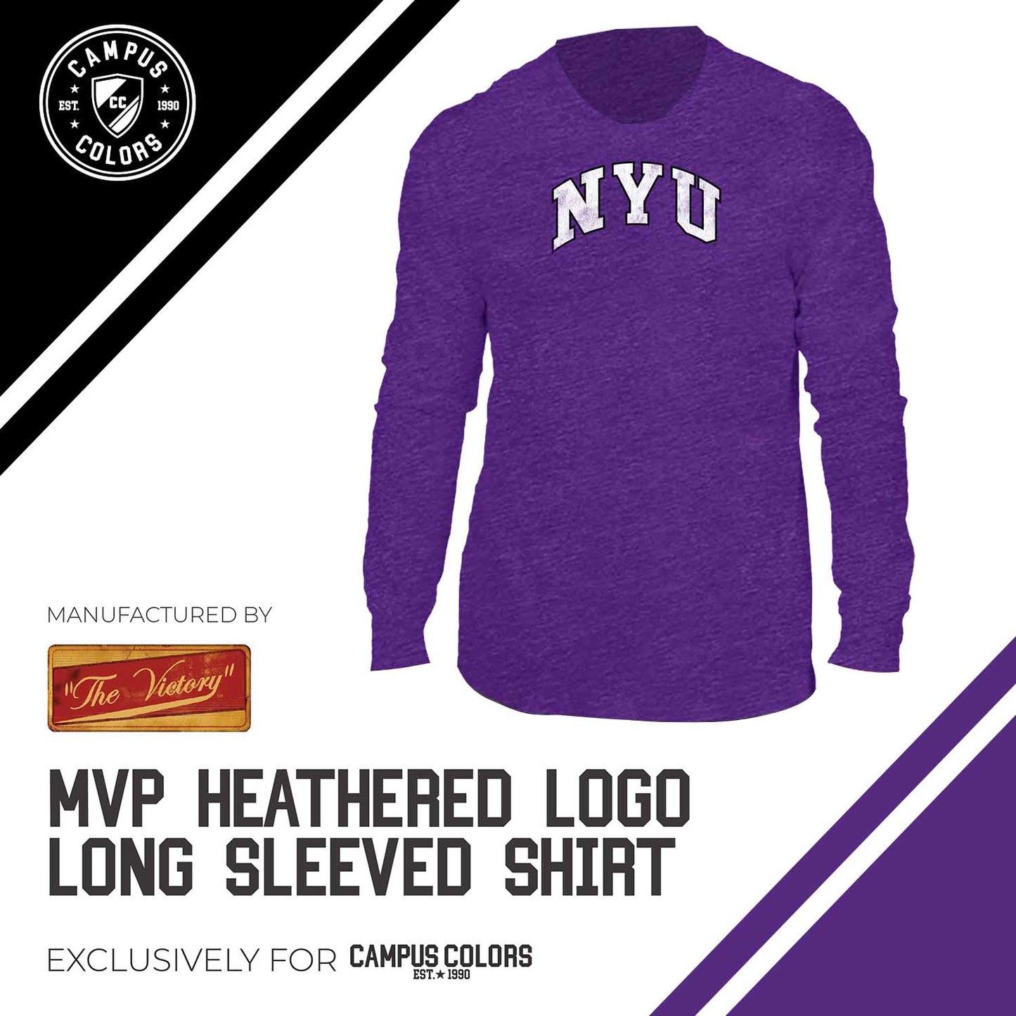 NYU Violets NCAA MVP Adult Long-Sleeve Shirt - Purple