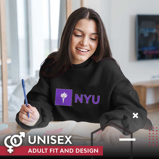 NYU Violets Campus Colors Adult Arch & Logo Soft Style Gameday Crewneck Sweatshirt  - Black