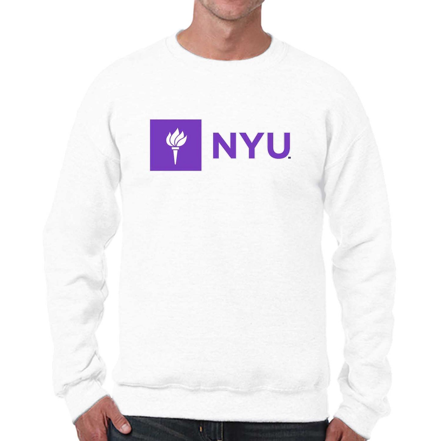 NYU Violets Adult Arch & Logo Soft Style Gameday Crewneck Sweatshirt - White