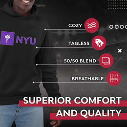 NYU Violets Adult Arch & Logo Soft Style Gameday Hooded Sweatshirt - Black