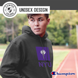 NYU Violets Adult Mascot Fleece Hooded Sweatshirt - Charcoal