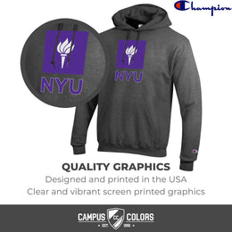 NYU Violets Adult Mascot Fleece Hooded Sweatshirt - Charcoal