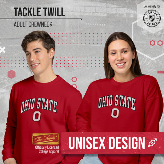 Ohio State Buckeyes NCAA Adult Tackle Twill Crewneck Sweatshirt - Red