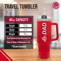 Ohio State Buckeyes Collegiate 40oz Stainless Steel Travel Tumbler with Handle for Dad - Red
