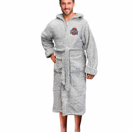 Ohio State Buckeyes NCAA Adult Plush Hooded Robe with Pockets - Gray