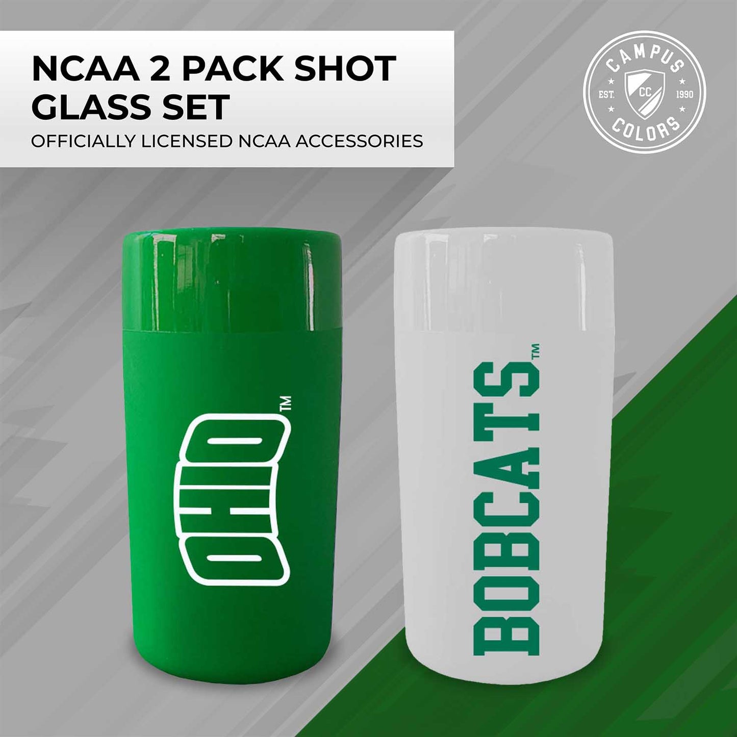 Ohio Bobcats College and University 2-Pack Shot Glasses - Team Color