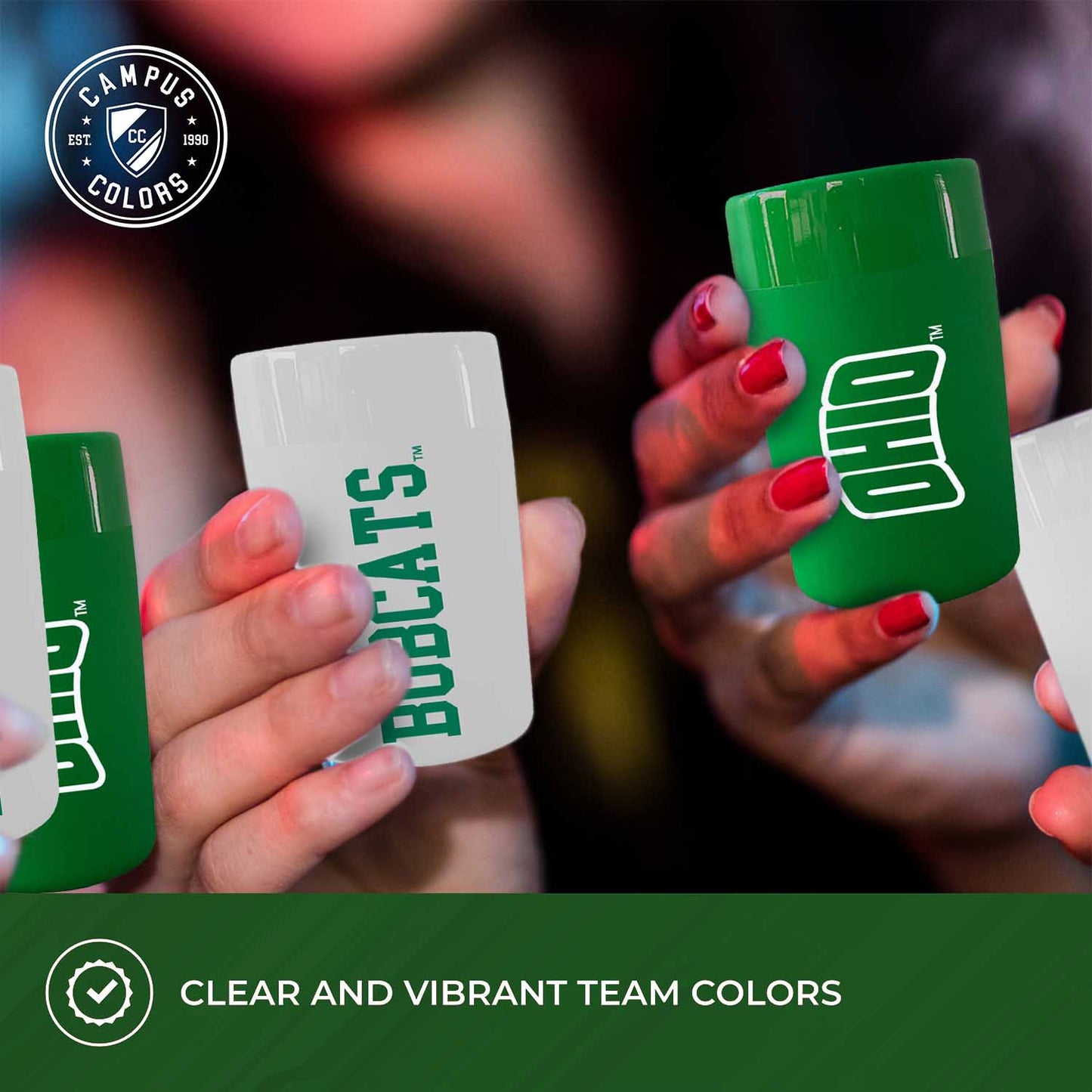 Ohio Bobcats College and University 2-Pack Shot Glasses - Team Color