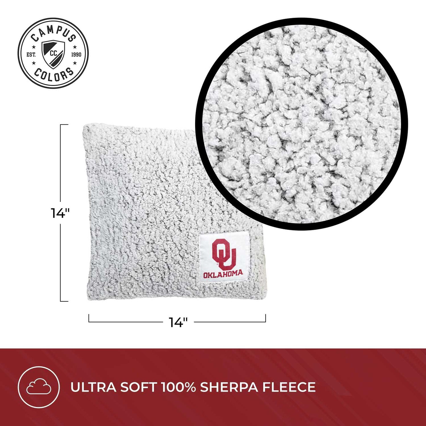 Oklahoma Sooners Two Tone Sherpa Throw Pillow - Team Color