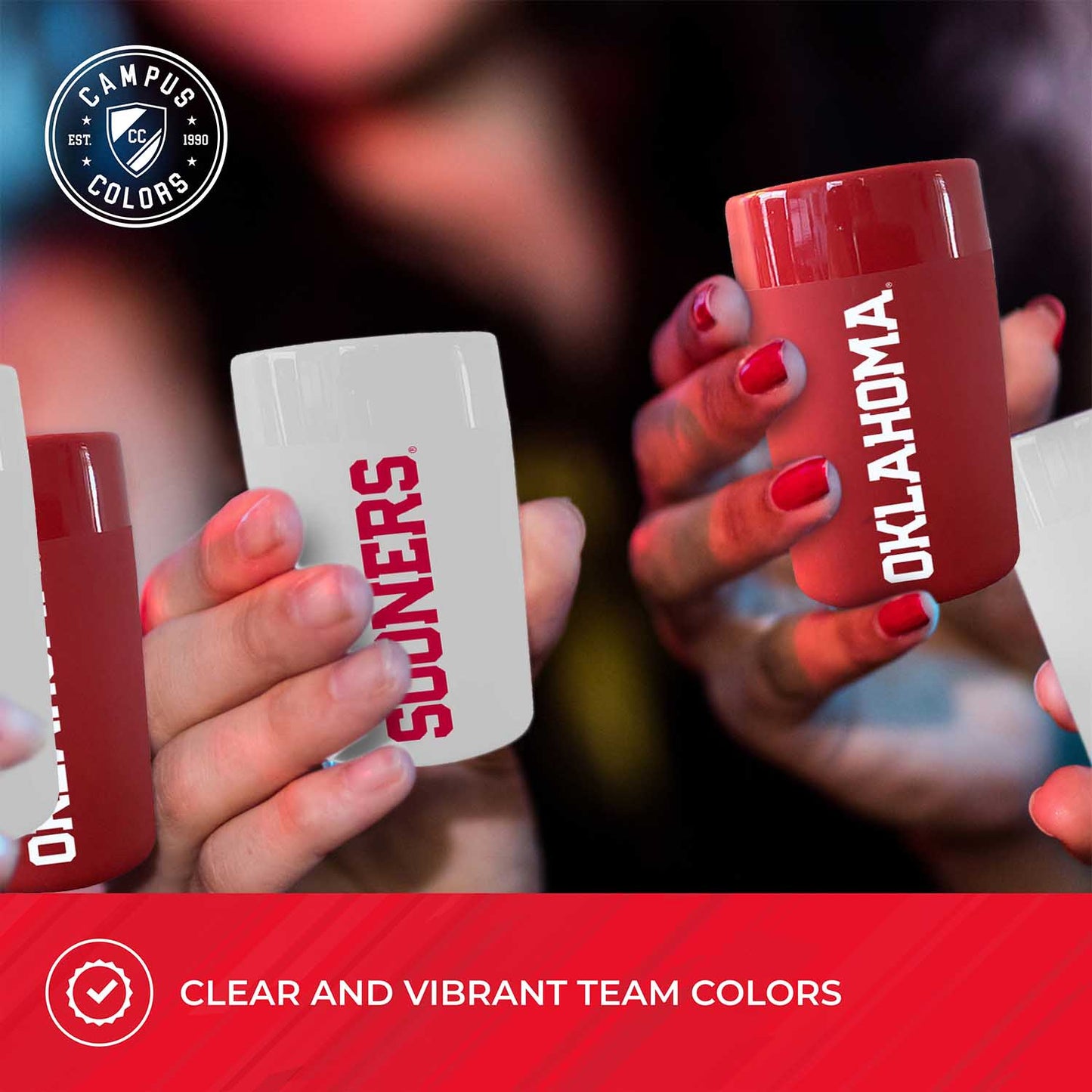 Oklahoma Sooners College and University 2-Pack Shot Glasses - Team Color