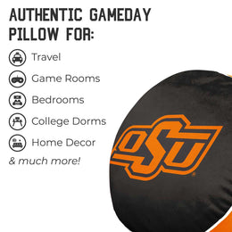 Oklahoma State Cowboys Team Logo 15 Inch Ultra Soft Stretch Plush Pillow - Black