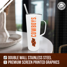 Oklahoma State Cowboys NCAA Stainless Steal 20oz Roadie With Handle & Dual Option Lid With Straw - White