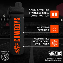Oklahoma State Cowboys NCAA Stainless Steel Water Bottle - Black