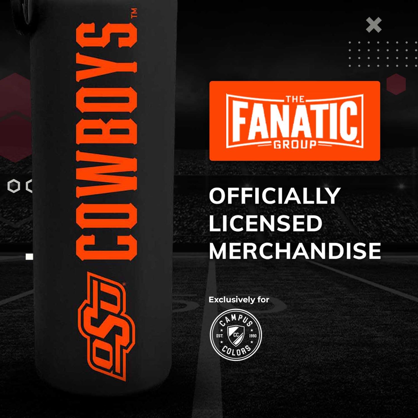 Oklahoma State Cowboys NCAA Stainless Steel Water Bottle - Black