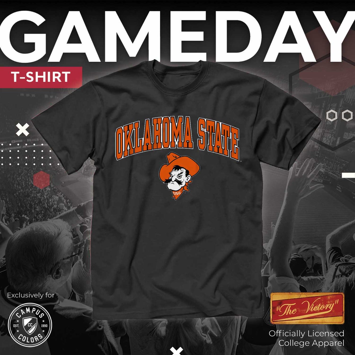 Oklahoma State Cowboys NCAA Adult Gameday Cotton T-Shirt - Black