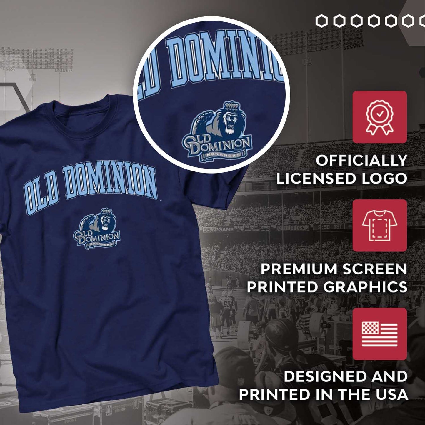 Old Dominion Monarchs NCAA Adult Gameday Cotton T-Shirt - Navy