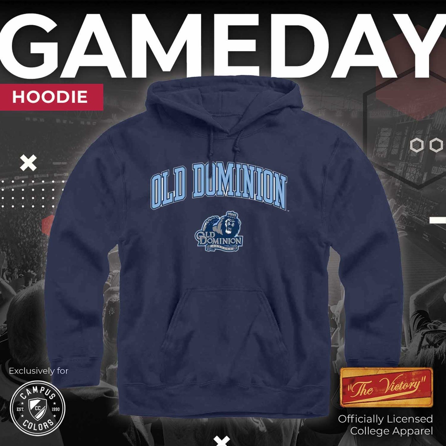 Old Dominion Monarchs Adult Arch & Logo Soft Style Gameday Hooded Sweatshirt - Navy