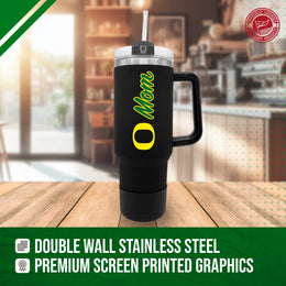 Oregon Ducks Collegiate 40oz Stainless Steel Travel Tumbler with Handle for Mom - Black