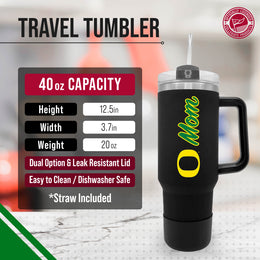 Oregon Ducks Collegiate 40oz Stainless Steel Travel Tumbler with Handle for Mom - Black